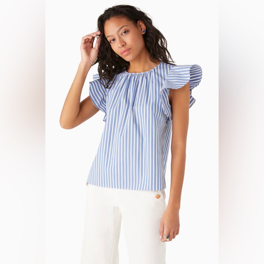 Kate Spade Blue and White Striped Top